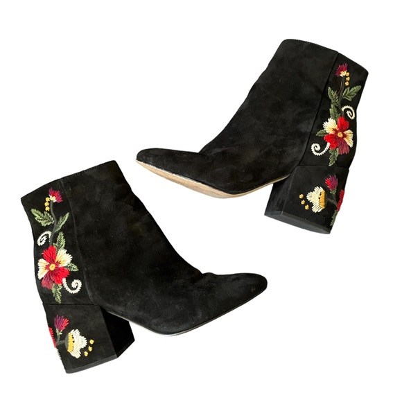 Sam Edelman Floral, Embroidered, Suede + Leather Heel Booties - Picture 6 of 13